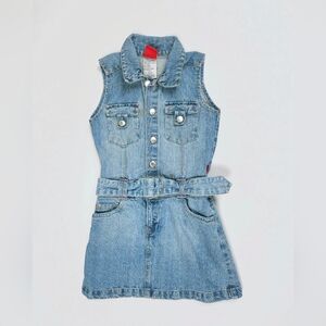 Dickies Genuine Kids Blue Denim Sleeveless Cargo Jumper Skirt Girl's 7